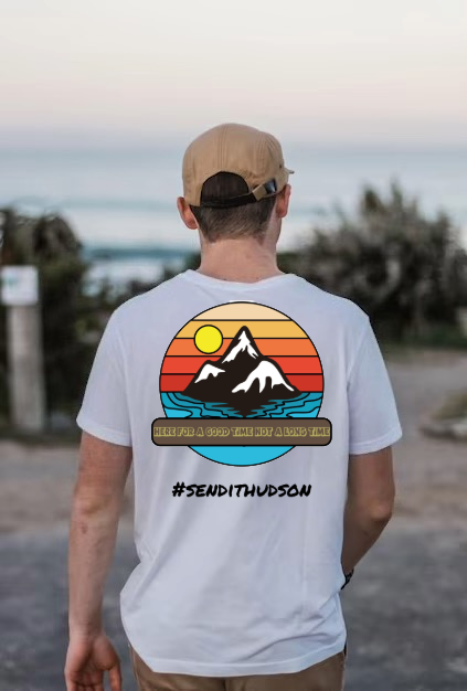 Here for a good time not a long time. Short sleeve t-shirt.